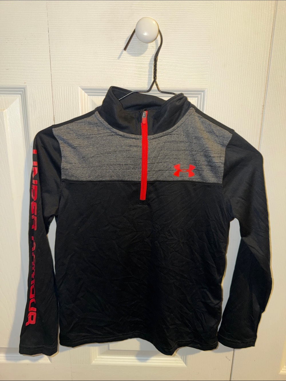 Under Armour Black & Gray Quarter-Zip Pullover with Red Accents
